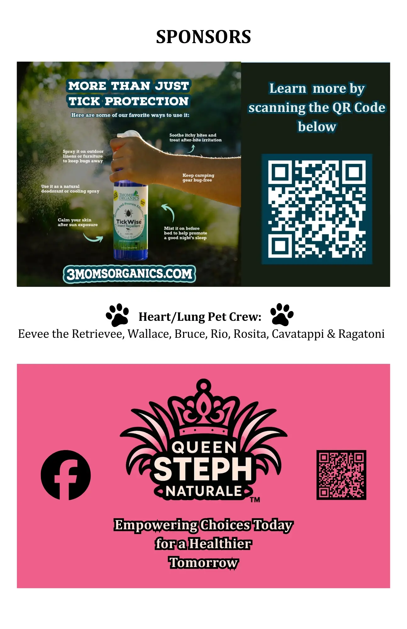 Heart/Lung playbill page — Our Sponsors