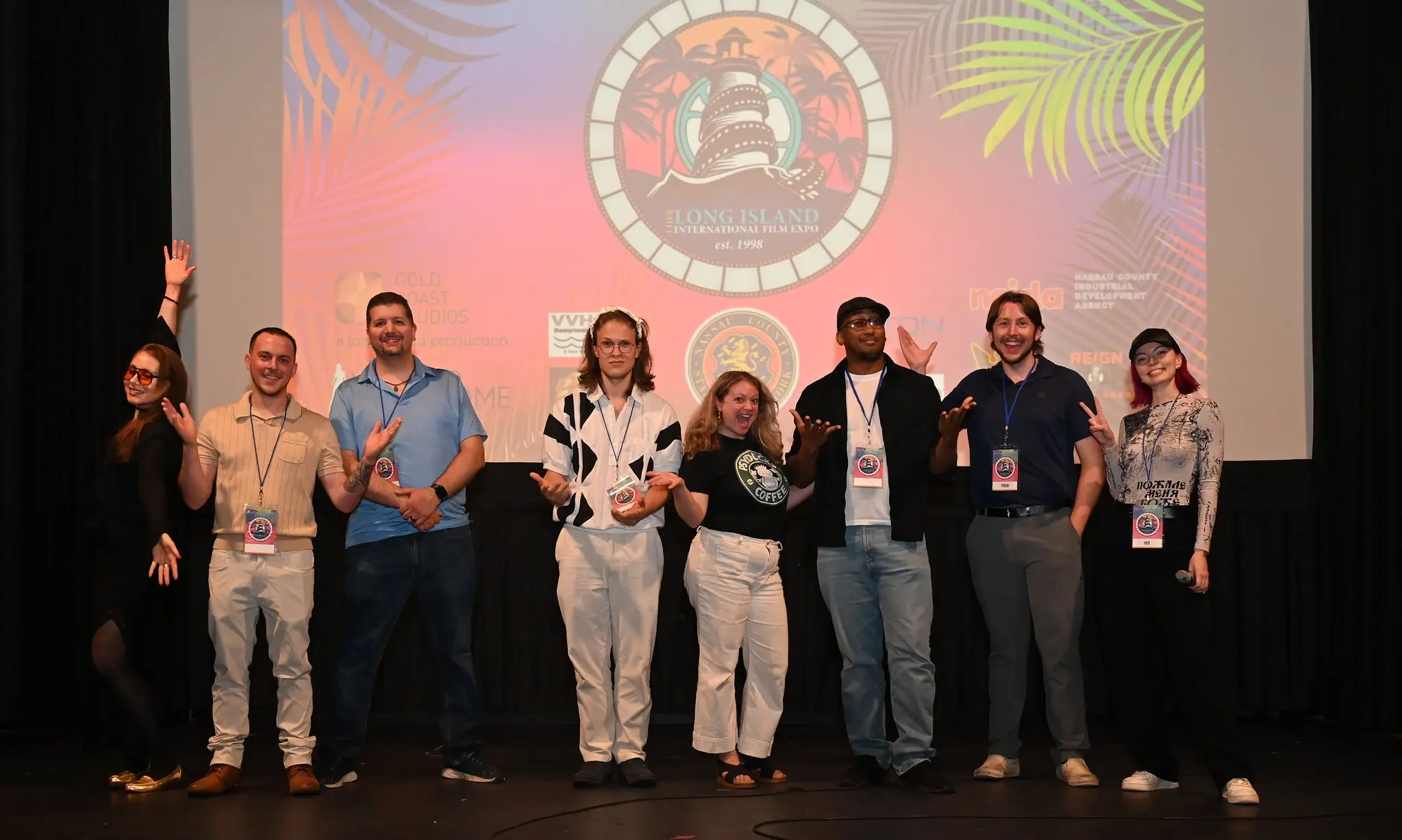 The DudeZ team and LIIFE guests onstage after the screening
