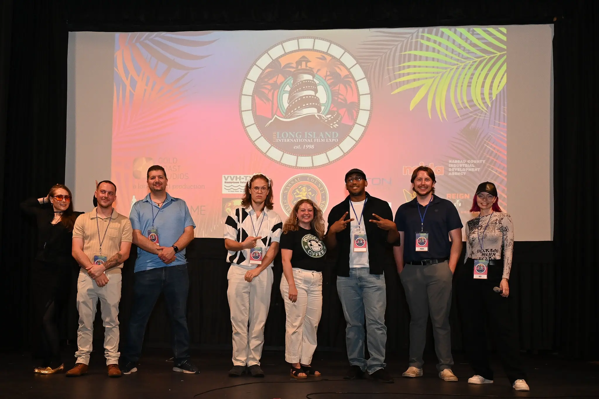 The DudeZ team gathered onstage at the Long Island International Film Expo
